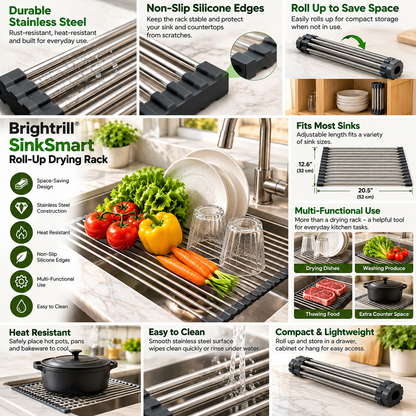 Brightrill® SinkSmart Roll-Up Drying Rack