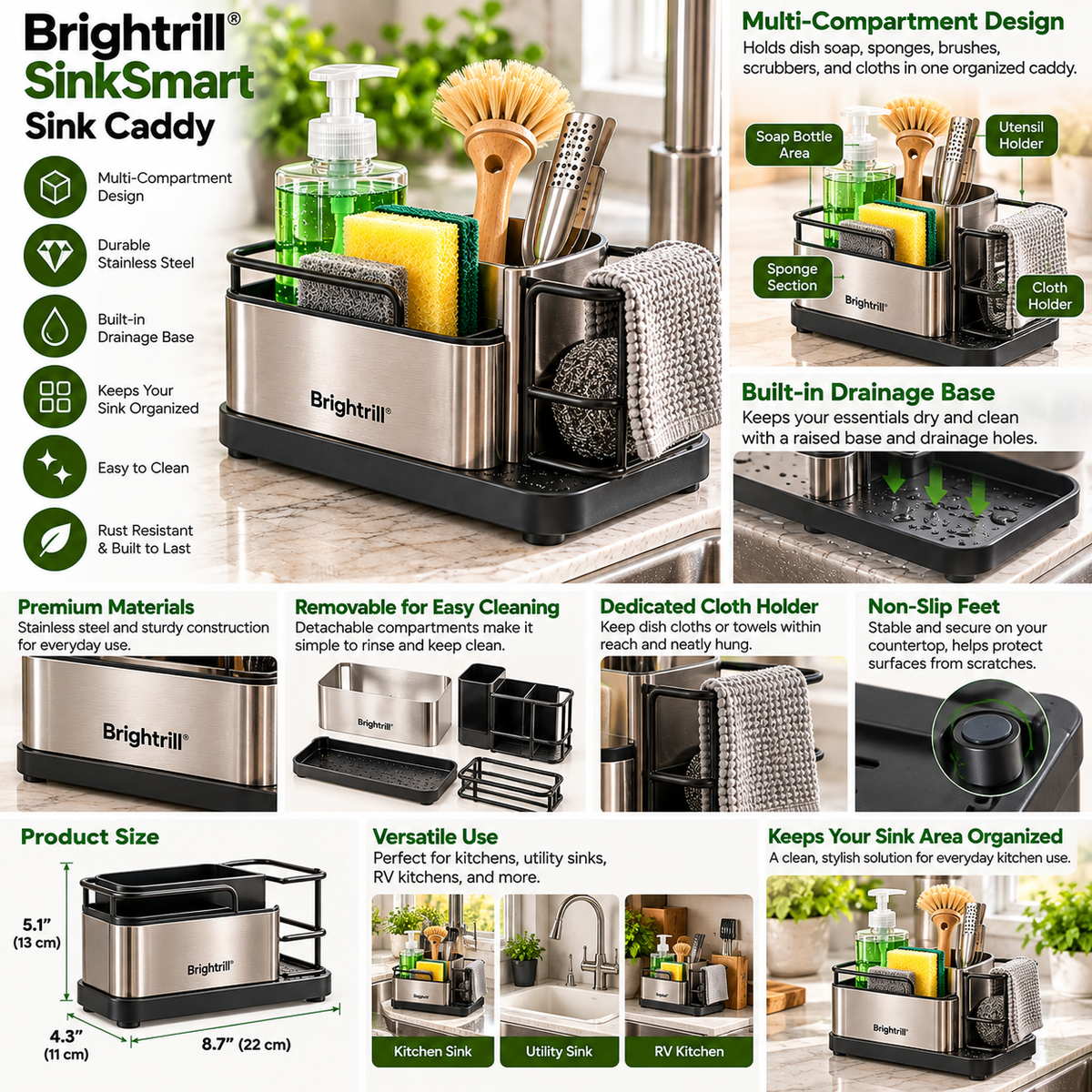Brightrill® SinkSmart Sink Caddy