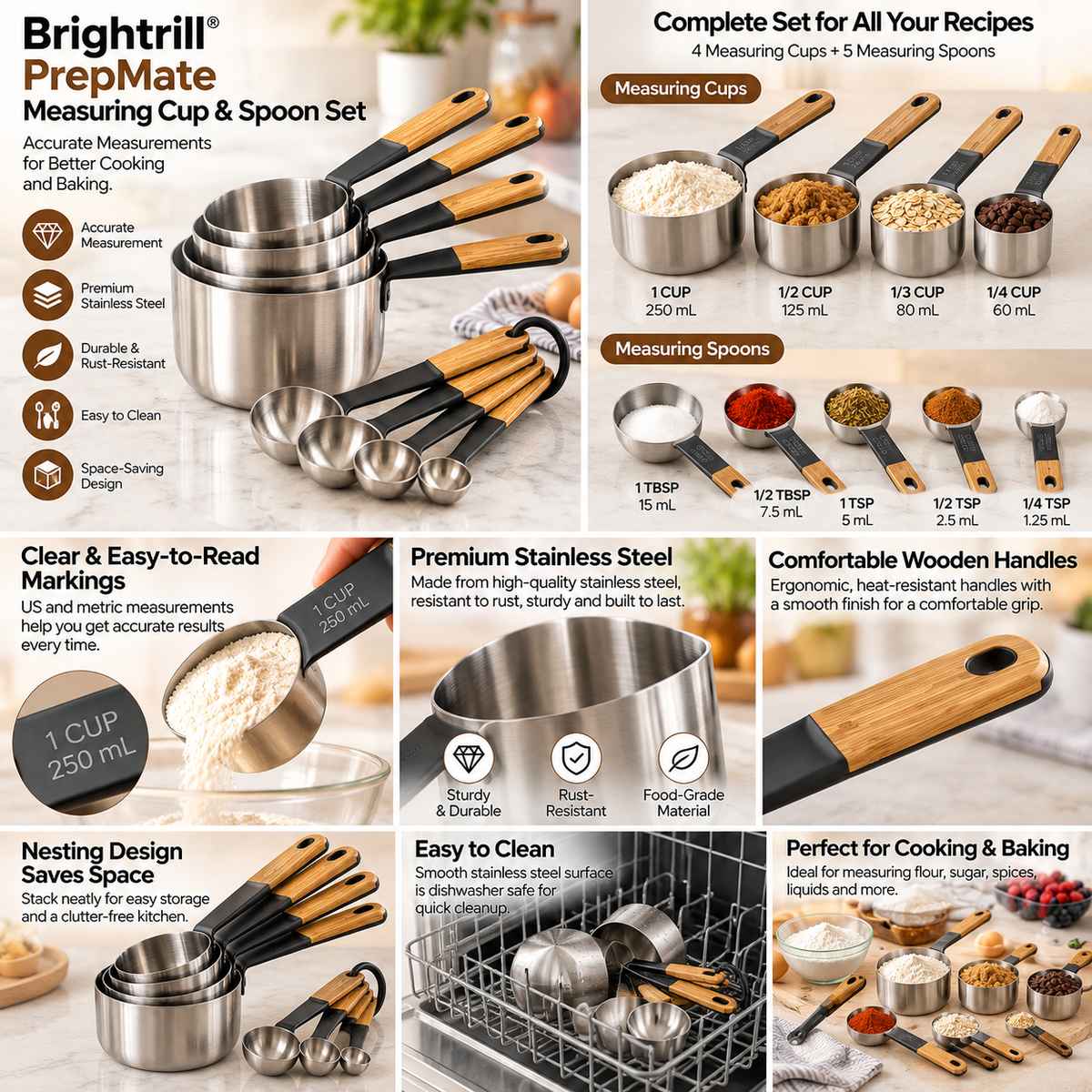 Brightrill® PrepMate Measuring Cup & Spoon Set