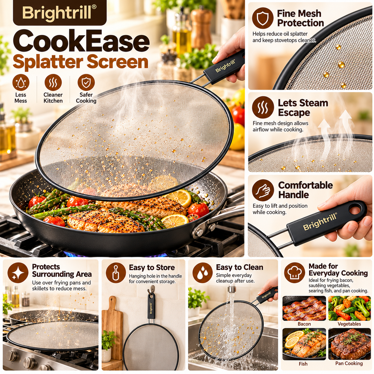 Brightrill® CookEase Splatter Screen