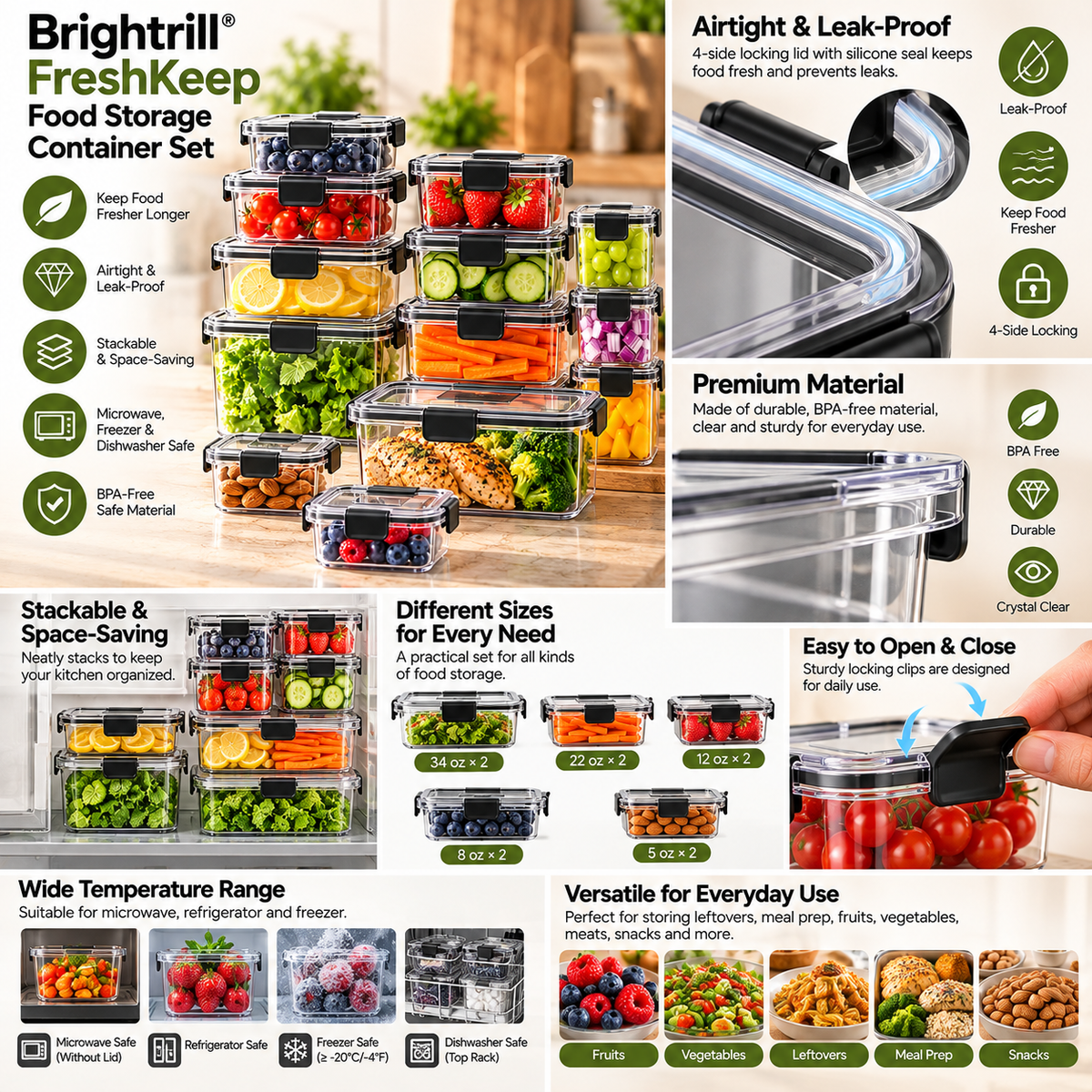 Brightrill® FreshKeep Food Storage Container Set