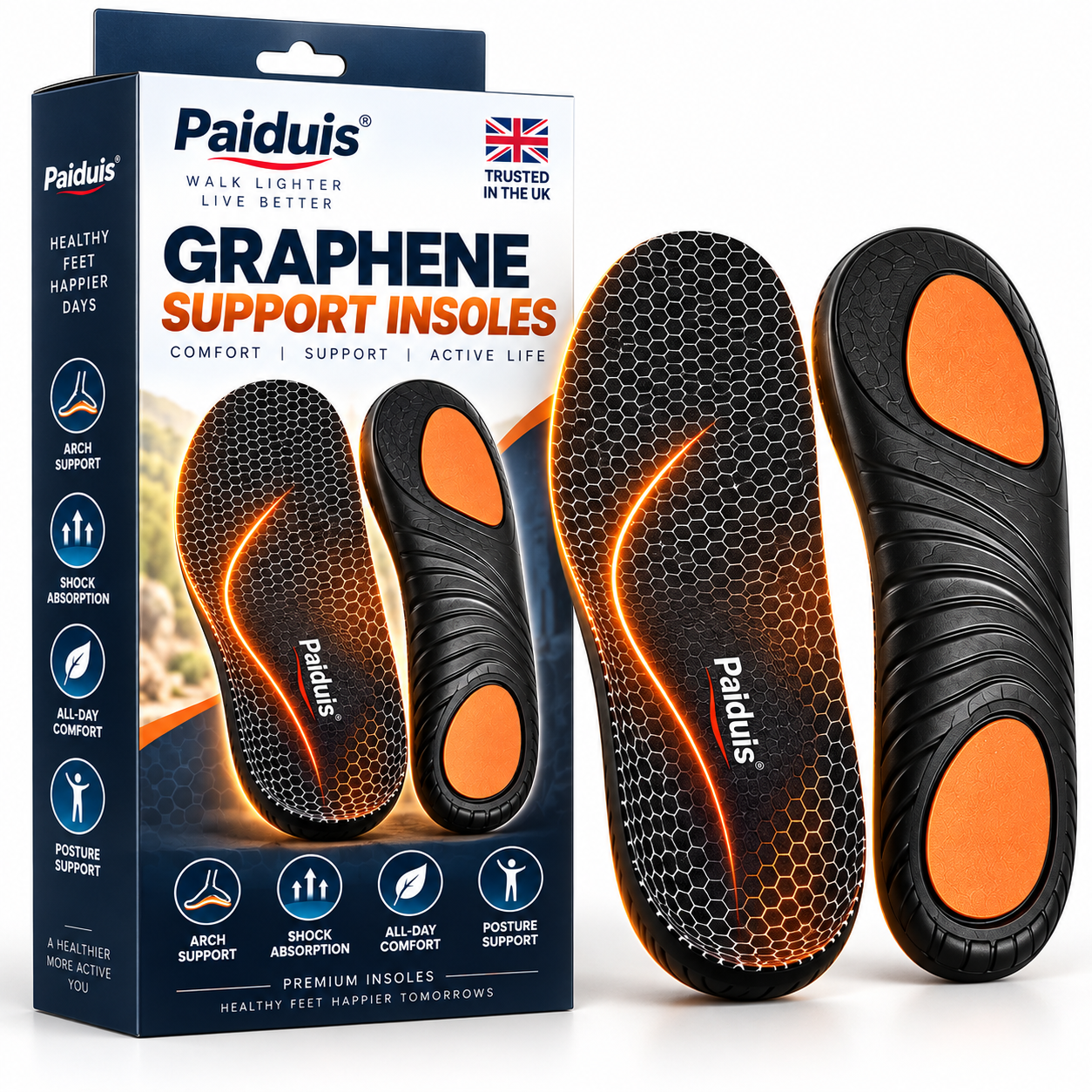 1 Pair – Graphene Arch Support Insoles